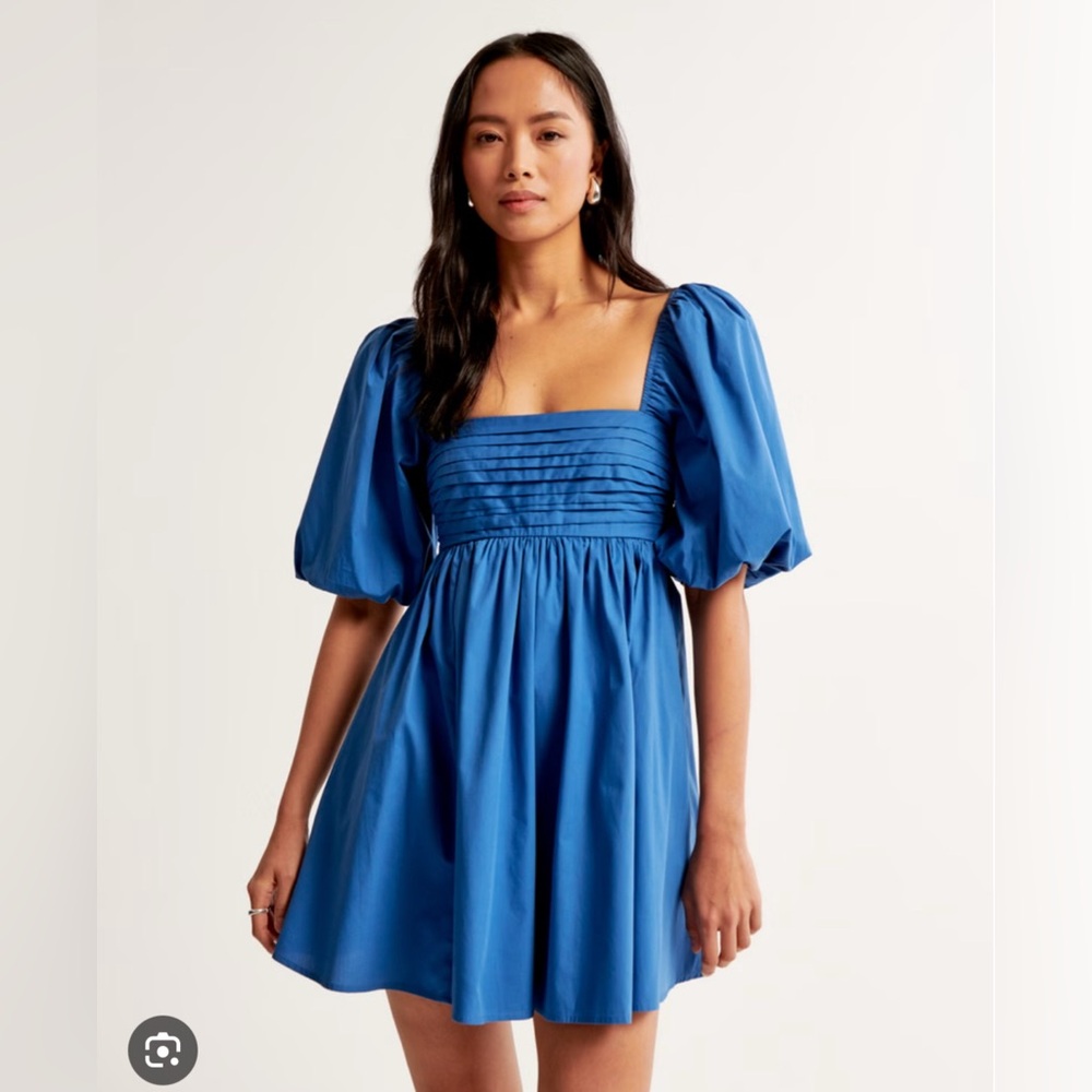Abercrombie & Fitch Blue Puff Sleeve Emerson Dress
